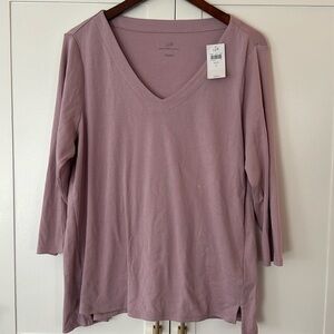 JJill 100% Pima Cotton Mauve Color 3/4 Sleeve, Top — Large